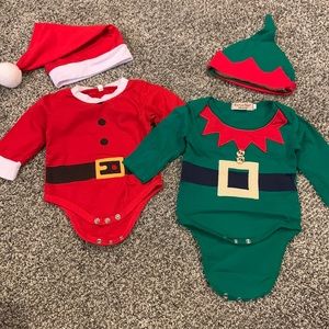 Santa & elf onsies  3 mo